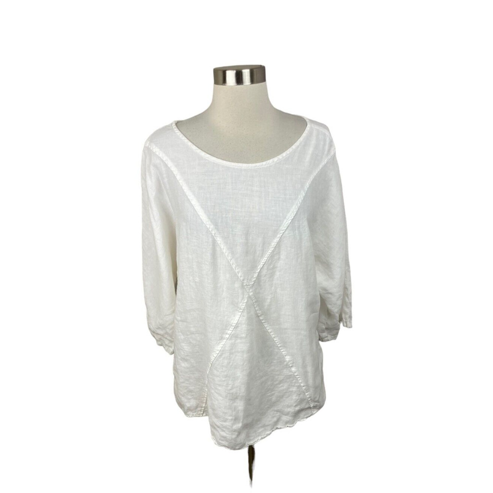 SOST South Street Linen Maine White Seamed Lagenlook Tunic Size 3 1X